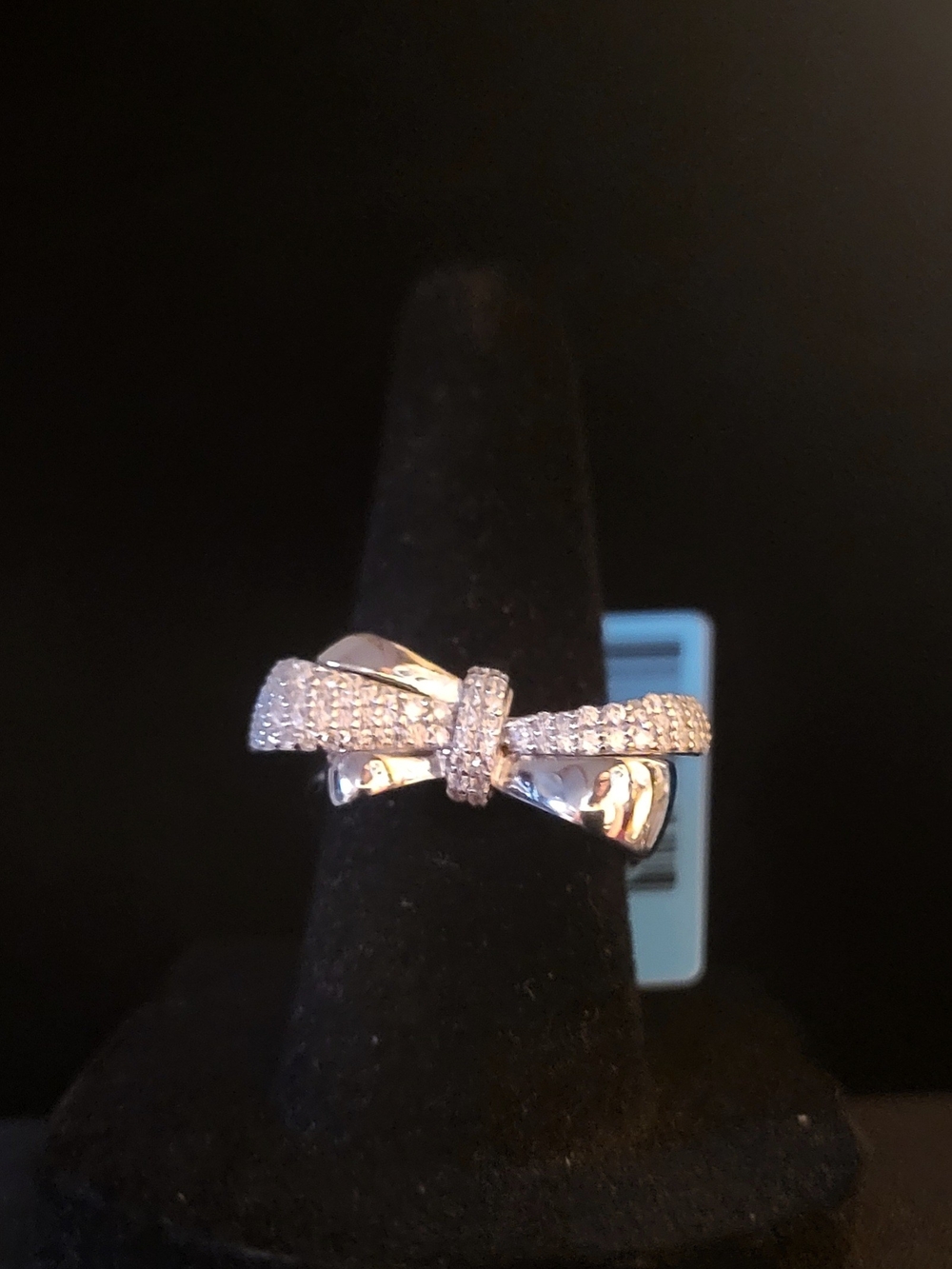 Elegant Bow Pave Ring in Silver